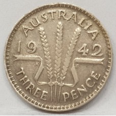 AUSTRALIA 1942 M . THREEPENCE . MELBOURNE . VERY SCARCE